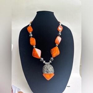 Orange  Denkays tribal necklace,statement necklace, African necklace